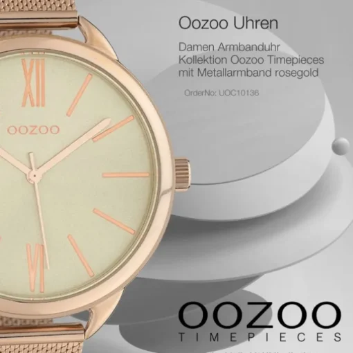 Oozoo Damen Armbanduhr Timepieces Analog Metall rosegold UOC10136