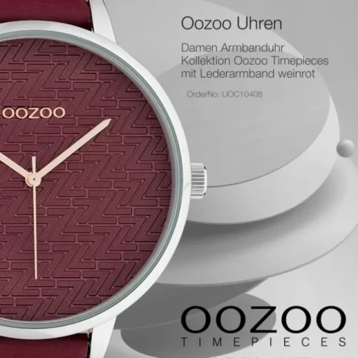 Oozoo Damen Armbanduhr Timepieces Analog Leder weinrot UOC10408