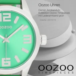 Oozoo Damen Armbanduhr Timepieces Analog Leder grün UOC1077A