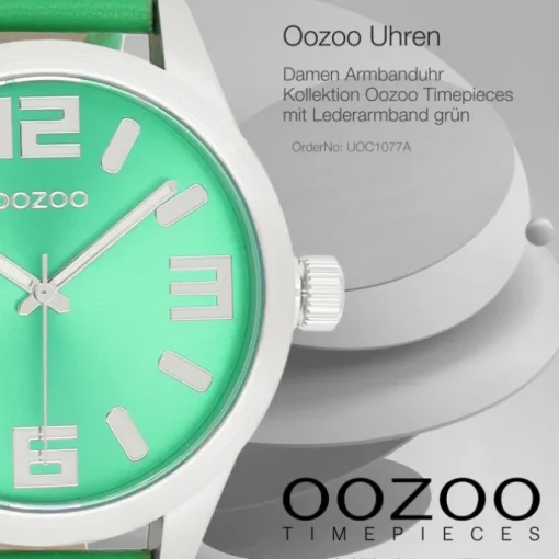 Oozoo Damen Armbanduhr Timepieces Analog Leder grün UOC1077A