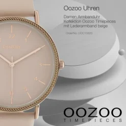 Oozoo Damen Armbanduhr Timepieces Analog Leder beige rosa UOC10820