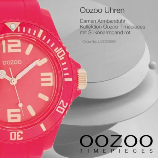Oozoo Damen Armbanduhr Timepieces Analog Silikon rot pink UOC5055A