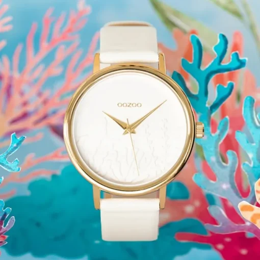 Oozoo Damen Armbanduhr Timepieces C10601 Analog Leder weiß UOC10601