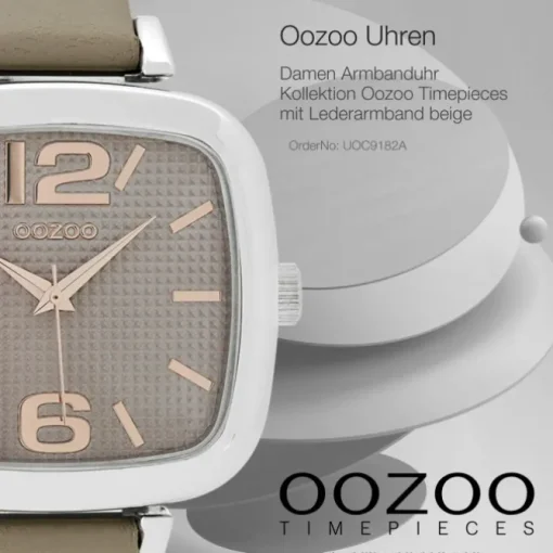 Oozoo Damen Armbanduhr Timepieces Analog Leder beige UOC9182A