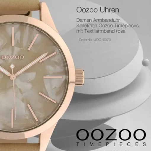 Oozoo Damen Armbanduhr Timepieces Analog Textil sandfarben gelb UOC10070