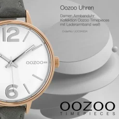 Oozoo Damen Armbanduhr Timepieces 38mm Quarz Leder weiß UOC9483A