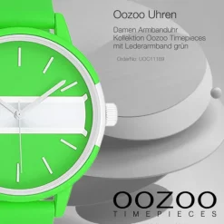 Oozoo Damen Armbanduhr Timepieces Analog Leder grün UOC11189