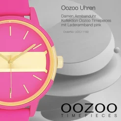 Oozoo Damen Armbanduhr Timepieces Analog Leder pink UOC11192