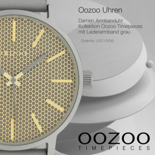 Oozoo Damen Armbanduhr Timepieces Analog Leder grau UOC10036