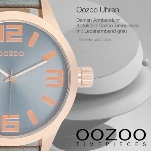 Oozoo Damen Armbanduhr Timepieces Analog Leder grau UOC1104A