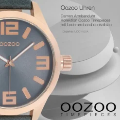 Oozoo Damen Armbanduhr Timepieces Analog Leder dunkelblau UOC1107A