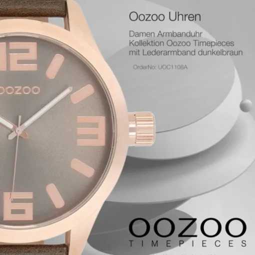 Oozoo Damen Armbanduhr Timepieces Analog Leder dunkelbraun UOC1108A