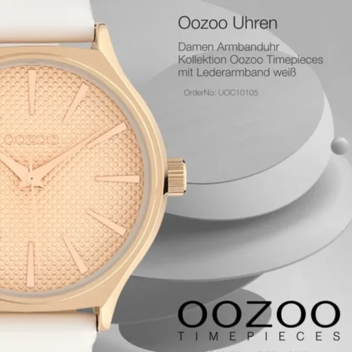 Oozoo Damen Armbanduhr Timepieces Analog Leder weiß UOC10105