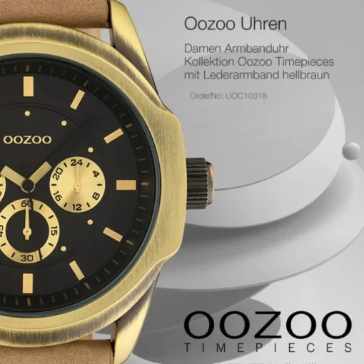 Oozoo Damen Armbanduhr Timepieces Analog Leder hellbraun UOC10318