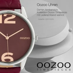 Oozoo Damen Armbanduhr Timepieces Analog Leder weinrot UOC10378