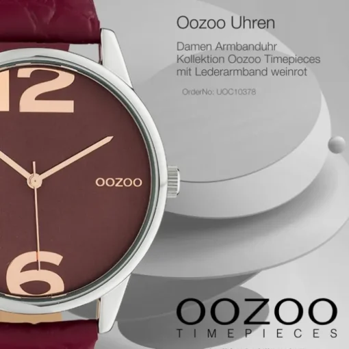 Oozoo Damen Armbanduhr Timepieces Analog Leder weinrot UOC10378