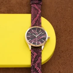 Oozoo Damen Armbanduhr Timepieces Analog Leder pink schwarz UOC10433