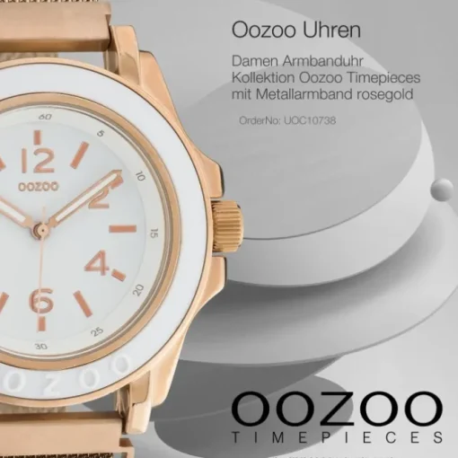 Oozoo Damen Armbanduhr Timepieces Analog Metall rosegold UOC10738