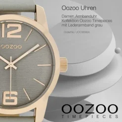 Oozoo Damen Armbanduhr Timepieces Analog Leder grau UOC9090A