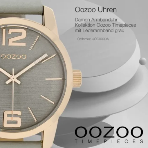 Oozoo Damen Armbanduhr Timepieces Analog Leder grau UOC9090A
