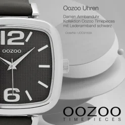 Oozoo Damen Armbanduhr Timepieces Analog Leder schwarz UOC9183A