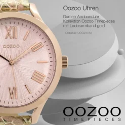 Oozoo Damen Armbanduhr Timepieces Analog Leder gold UOC9478A