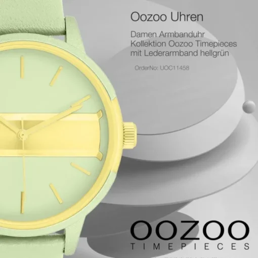 Oozoo Damen Armbanduhr Timepieces Analog Lederband hellgrün UOC11458