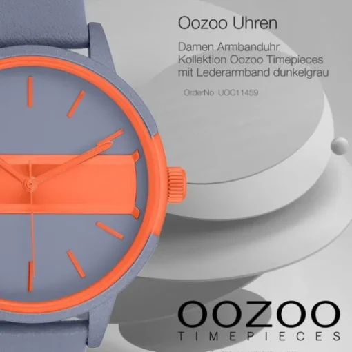 Oozoo Damen Armbanduhr Timepieces Analog Lederband dunkelgrau UOC11459