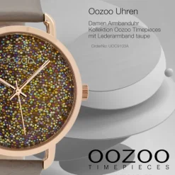 Oozoo Damen Armbanduhr Timepieces Analog Leder taupe grau UOC9103A