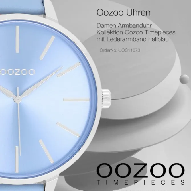 Oozoo Damen Armbanduhr Timepieces Analog Leder hellblau UOC11073