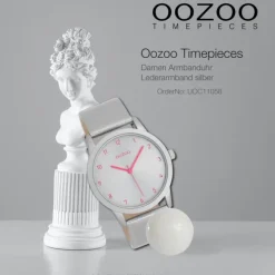 Oozoo Damen Armbanduhr Timepieces Analog Leder silber UOC11058
