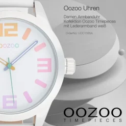 Oozoo Damen Armbanduhr Timepieces Analog Leder weiß UOC1085A