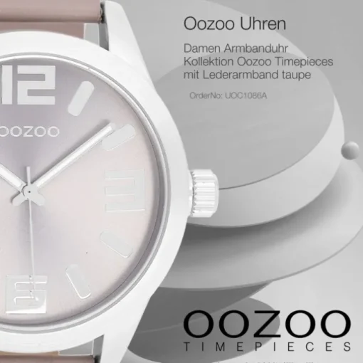 Oozoo Damen Armbanduhr Timepieces Analog Leder taupe rosa UOC1086A