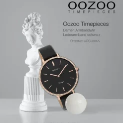 Oozoo Damen Armbanduhr Timepieces Analog Leder schwarz UOC9804A