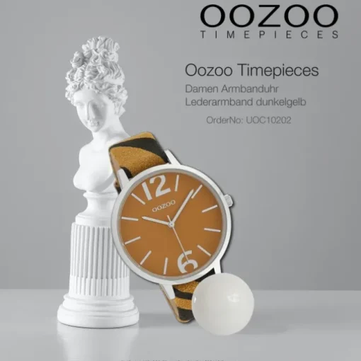 Oozoo Damen Armbanduhr Timepieces Analog Leder dunkelgelb schwarz UOC10202