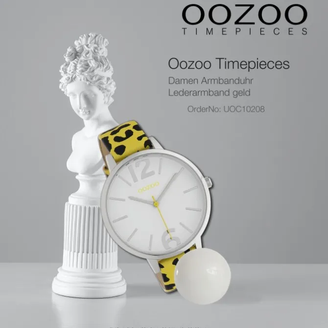 Oozoo Damen Armbanduhr Timepieces Analog Leder gelb schwarz UOC10208