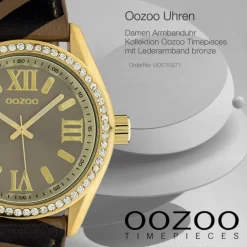 Oozoo Damen Armbanduhr Timepieces Analog Leder bronze schwarz UOC10271