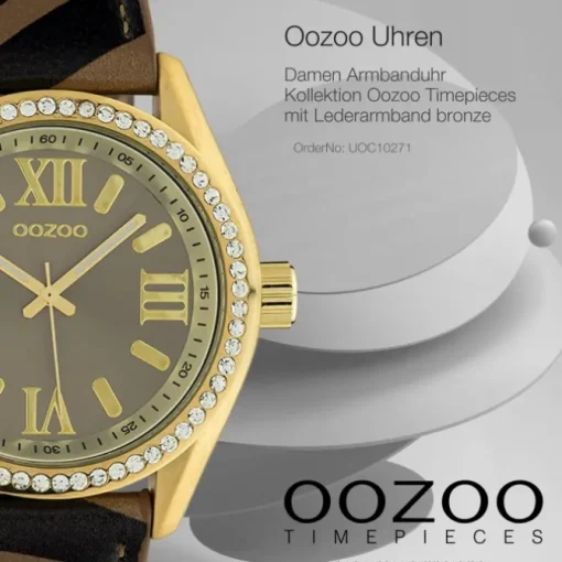 Oozoo Damen Armbanduhr Timepieces Analog Leder bronze schwarz UOC10271