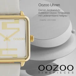 Oozoo Damen Armbanduhr Timepieces Analog Leder hellgrau UOC10365
