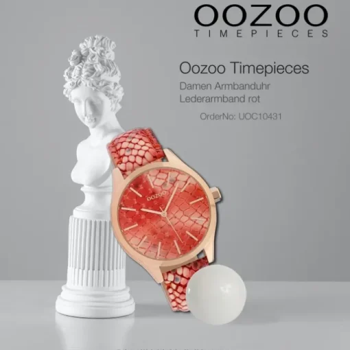 Oozoo Damen Armbanduhr Timepieces Analog Leder rot hellrose UOC10431