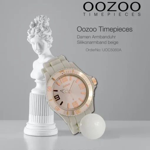 Oozoo Damen Armbanduhr Timepieces Analog Silikon beige UOC5060A