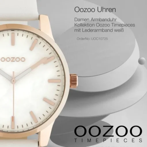 Oozoo Damen Armbanduhr Timepieces Analog Leder weiß UOC10725