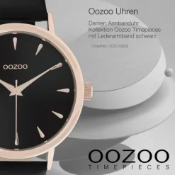 Oozoo Damen Armbanduhr Timepieces Analog Leder schwarz UOC10829