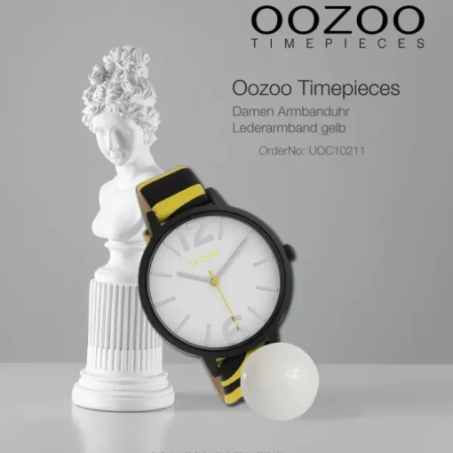 Oozoo Damen Armbanduhr Timepieces Analog Leder gelb schwarz UOC10211