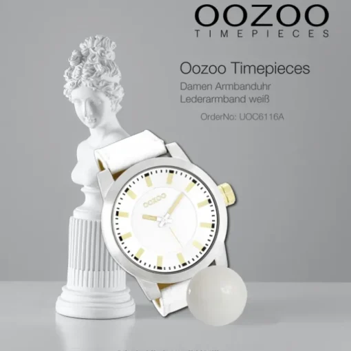 Oozoo Damen Armbanduhr Timepieces Analog Leder weiß UOC6116A