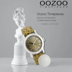 Oozoo Damen Armbanduhr Timepieces Analog Leder beige dunkelbraun UOC7125A