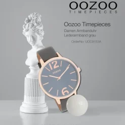 Oozoo Damen Armbanduhr Timepieces Analog Leder grau UOC9153A