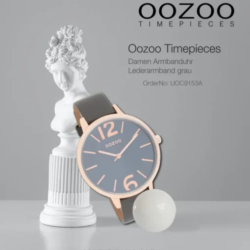 Oozoo Damen Armbanduhr Timepieces Analog Leder grau UOC9153A