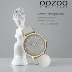 Oozoo Damen Armbanduhr Timepieces Analog Leder grau UOC9195A