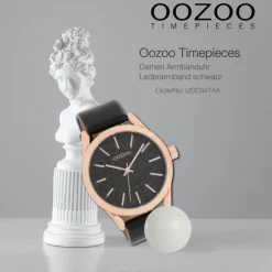 Oozoo Damen Armbanduhr Timepieces Analog Leder schwarz UOC9474A